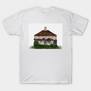 Cotswold Cottage Watercolor Chocolate Box Spring Stone Cottage T-Shirt